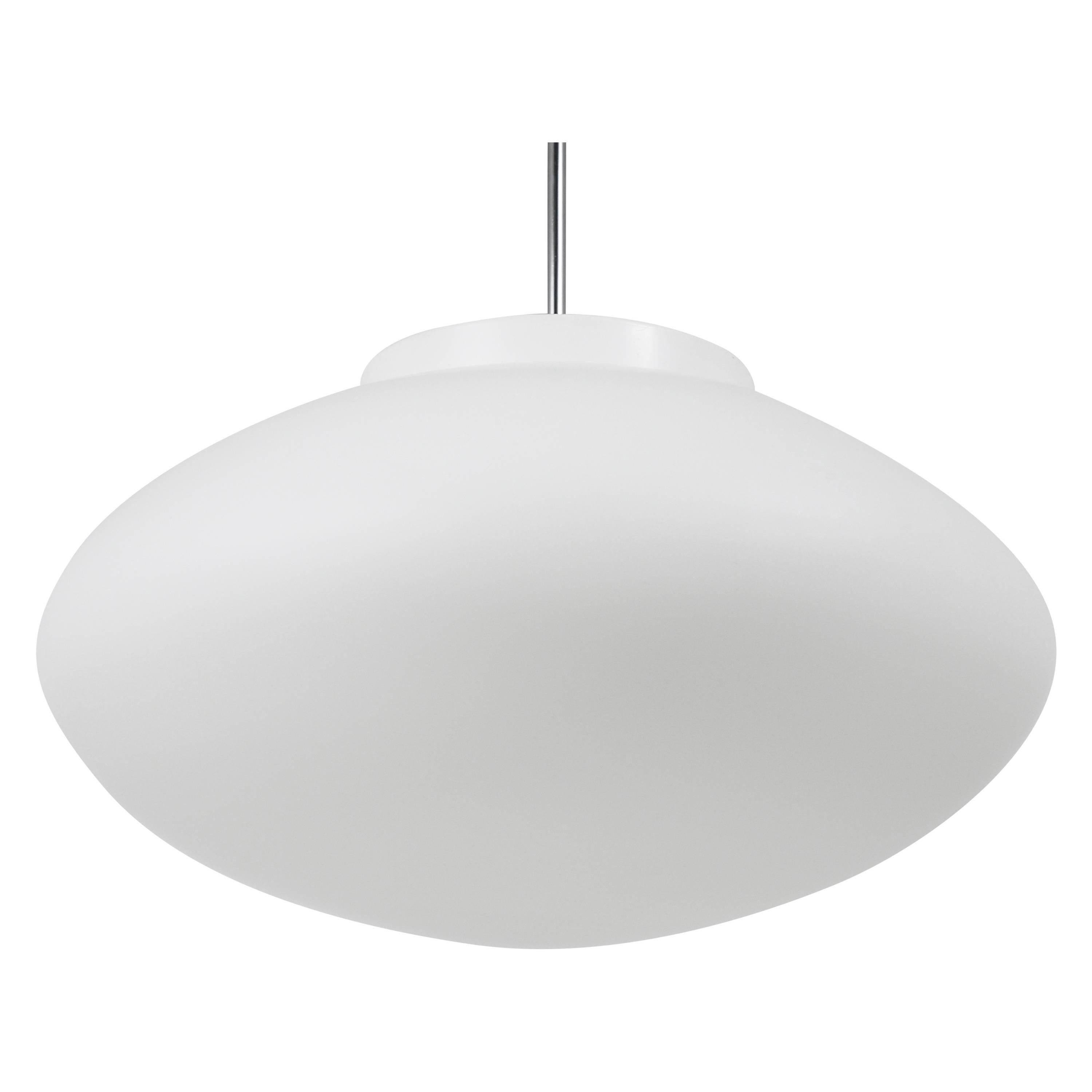 Up to 40 huge elliptical opaline glass pendants, in the style of Lisa Johansson-Pape.