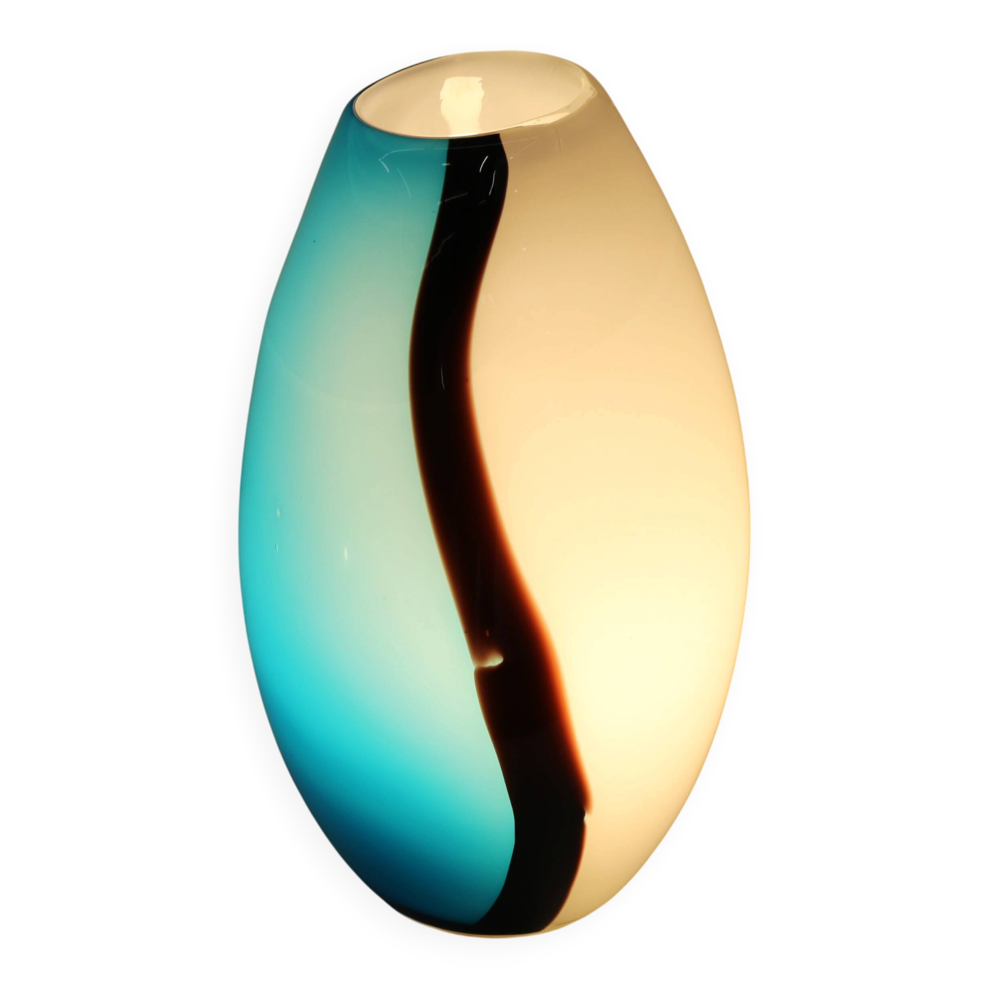 Eglo handblowed glass table lamp - Empori 87756 - Opaline and blue glass