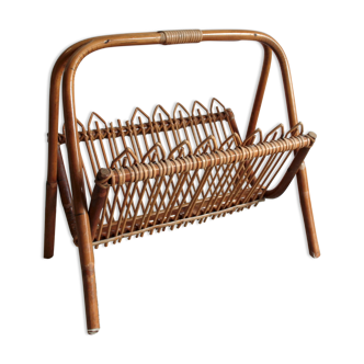 Porte-revue en bambou et rotin – années 60