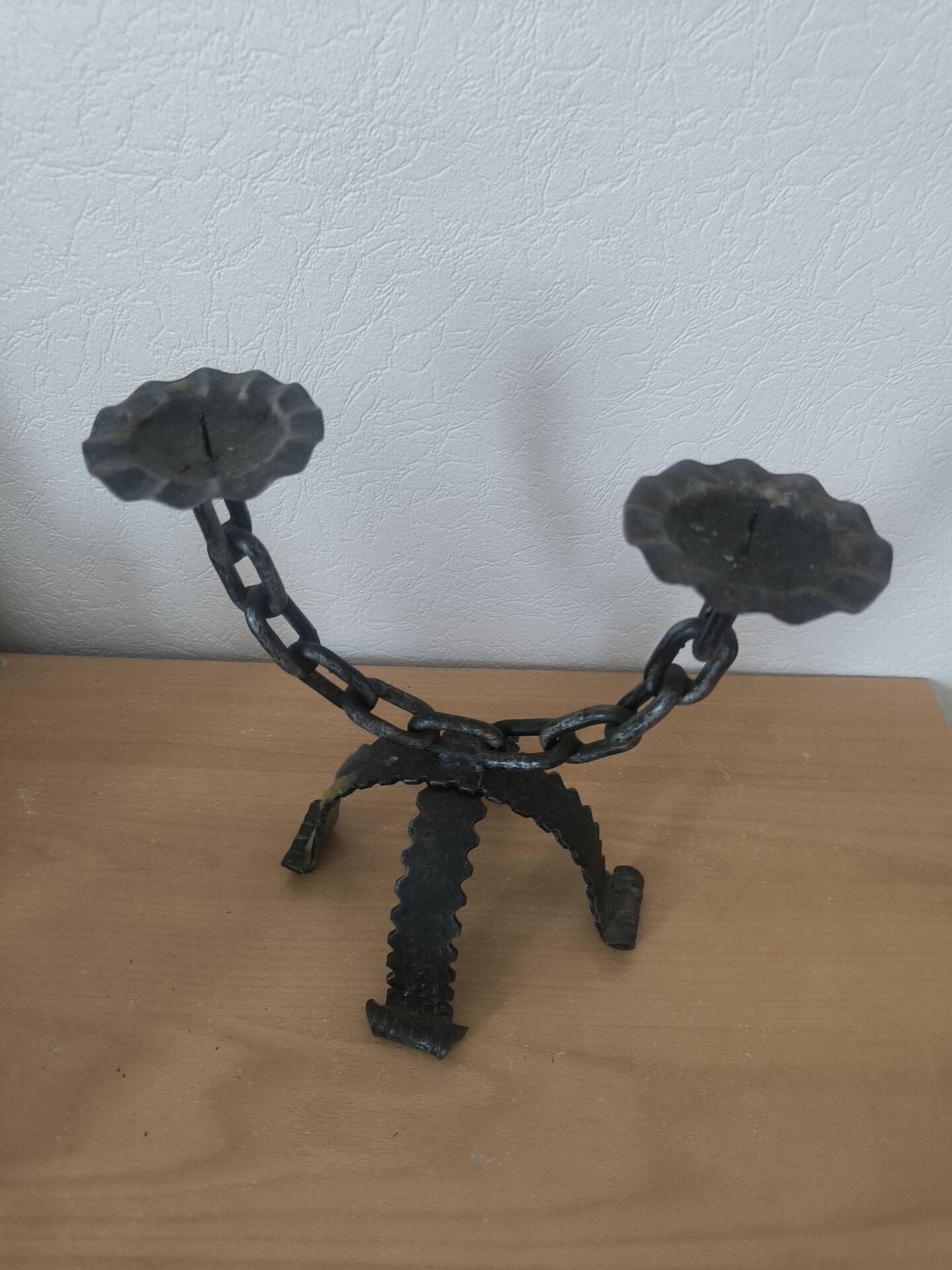 Brutalist wrought iron chandelier