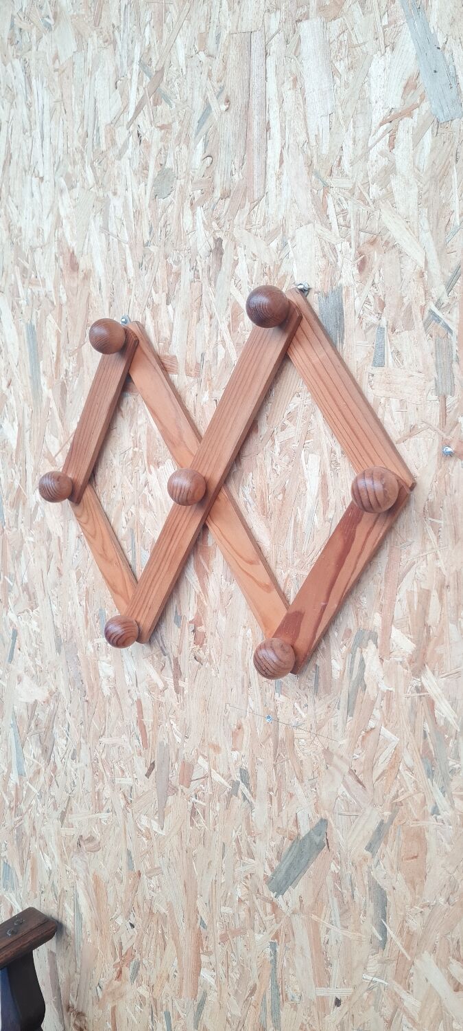 Porte manteau en bois accordéon 1970