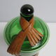 Vintage green glass bathroom container