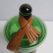 Vintage green glass bathroom container