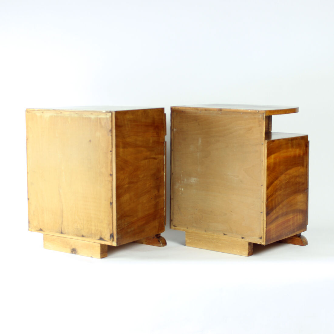 Art Deco Bedside Tables In Wood, Czechoslovakia 1940s