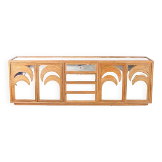 “Palm tree” sideboard in rattan and mirrors