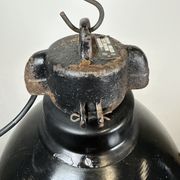 Industrial Bauhaus Black Enamel Pendant Lamp, 1930s