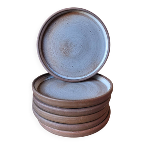 6 assiettes en grès