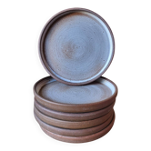 6 stoneware plates from Ratilly / J&N Pierlot / Puisaye