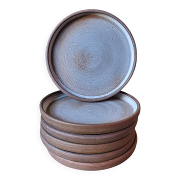 6 stoneware plates from Ratilly / J&N Pierlot / Puisaye