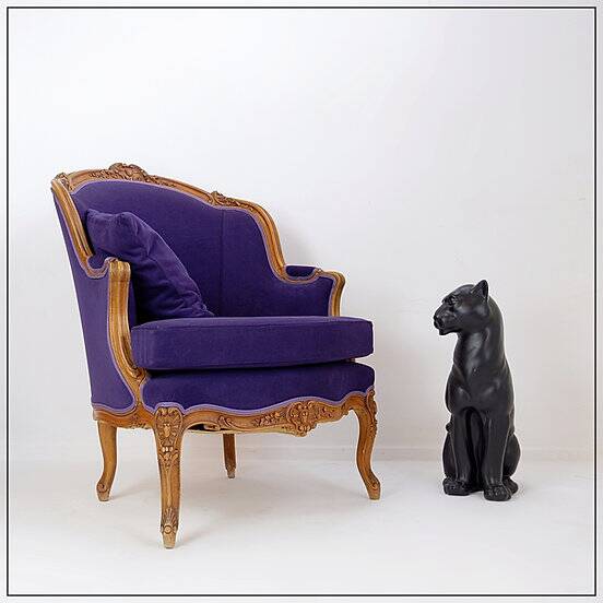 French bergere armchair - New mauve velvet upholstery