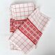 White and red embroidered tablecloth and eight matching napkins, 200x150cm