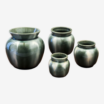 Lot de 4 pots en céramique flammé