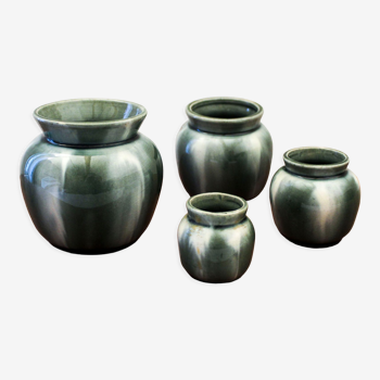 Set of 4 flamed ceramic pots