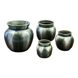 Set of 4 flamed ceramic pots