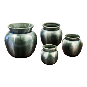 Lot de 4 pots en céramique flammé