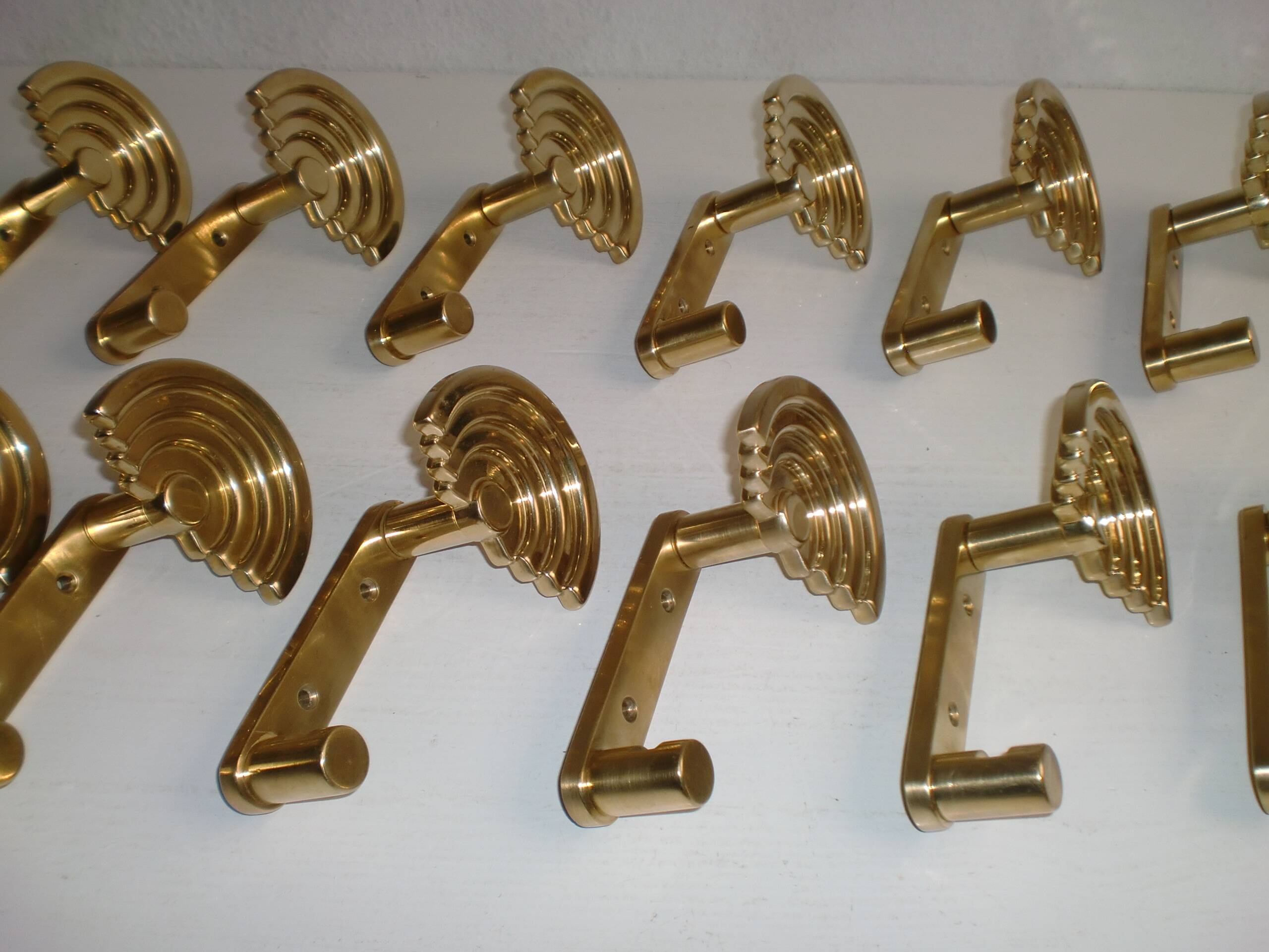 1 out of 10 pcs. Postmodern italian designer sottsass brass wall coat hooks