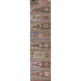 Handwoven Vintage Sivas Kilim Runner in Green Geometric Pattern 2'8'' x 12'6''