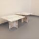 Pair of vintage nesting coffee tables in white marble from the 1970s.