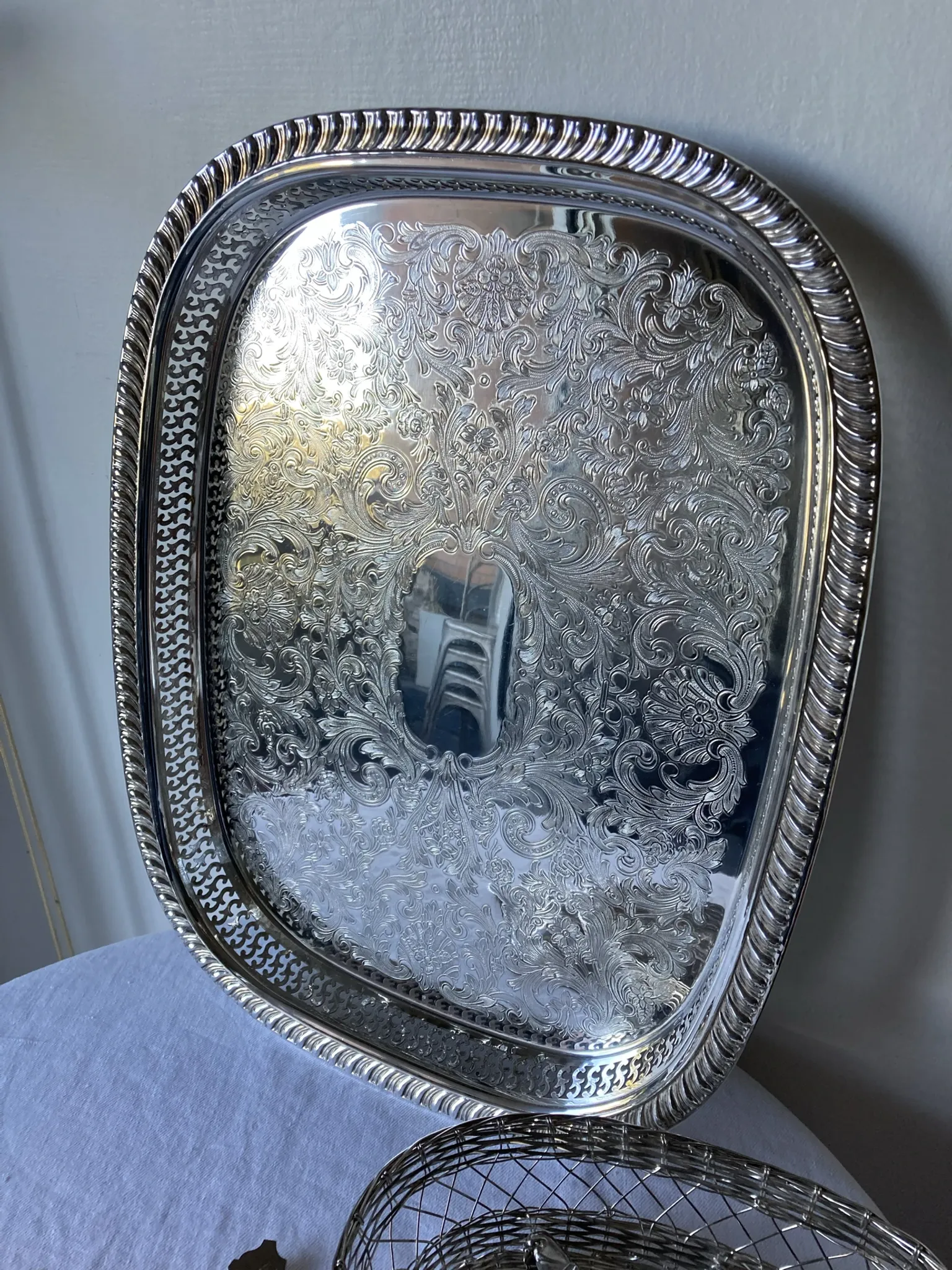 Silver-plated serving tray