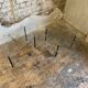 Pair of two 1950s glass and metal coffee tables, in the style of Edoardo Paoli