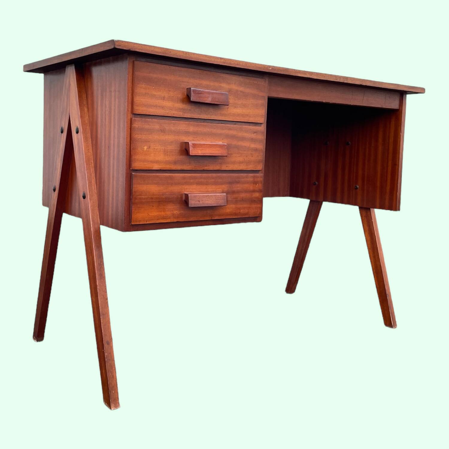 Vintage 1950s 3-drawer desk