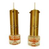 Set of two brass and glass pendant lamps for Örsjö Belysning, Sweden 1960's