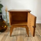 Bedside table in oak and brass 50s