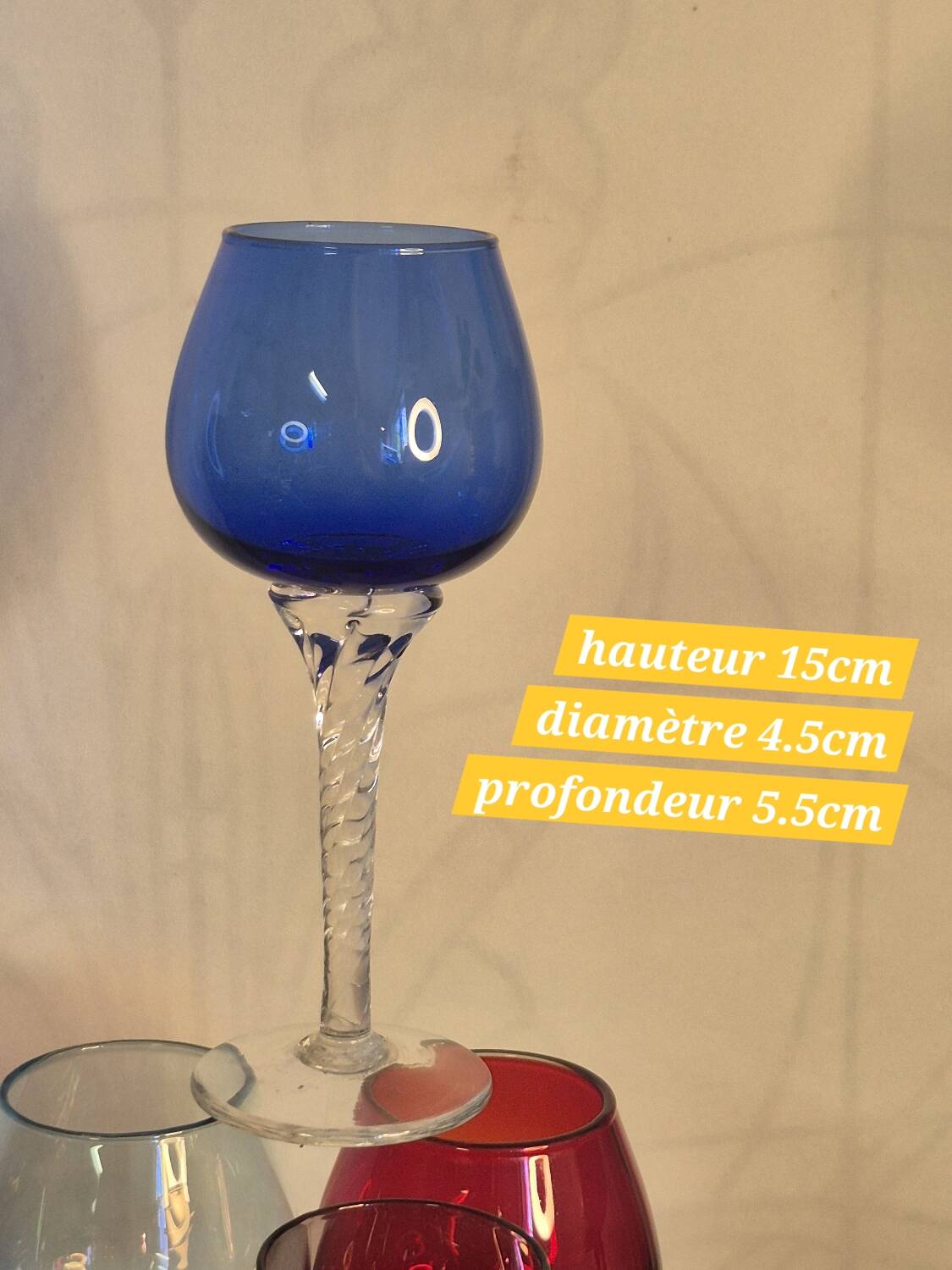Colored stemmed glasses
