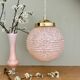 Vintage art deco globe pendant light in pale pink Clichy glass