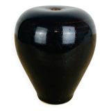 Black ceramic vase signed Comte, vintage