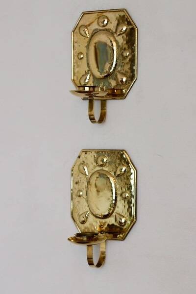 Pair of mid-century brass Swedish sconces