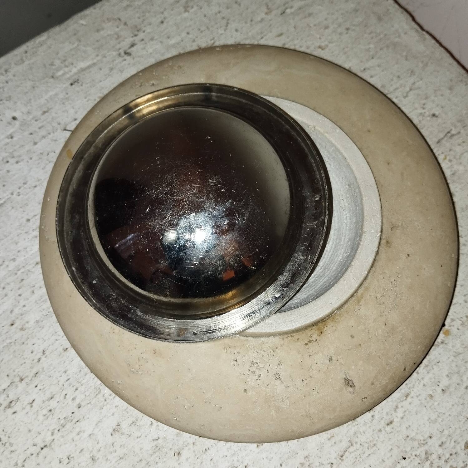 Fratelli Mannelli travertine candle holder ashtray from the 70s