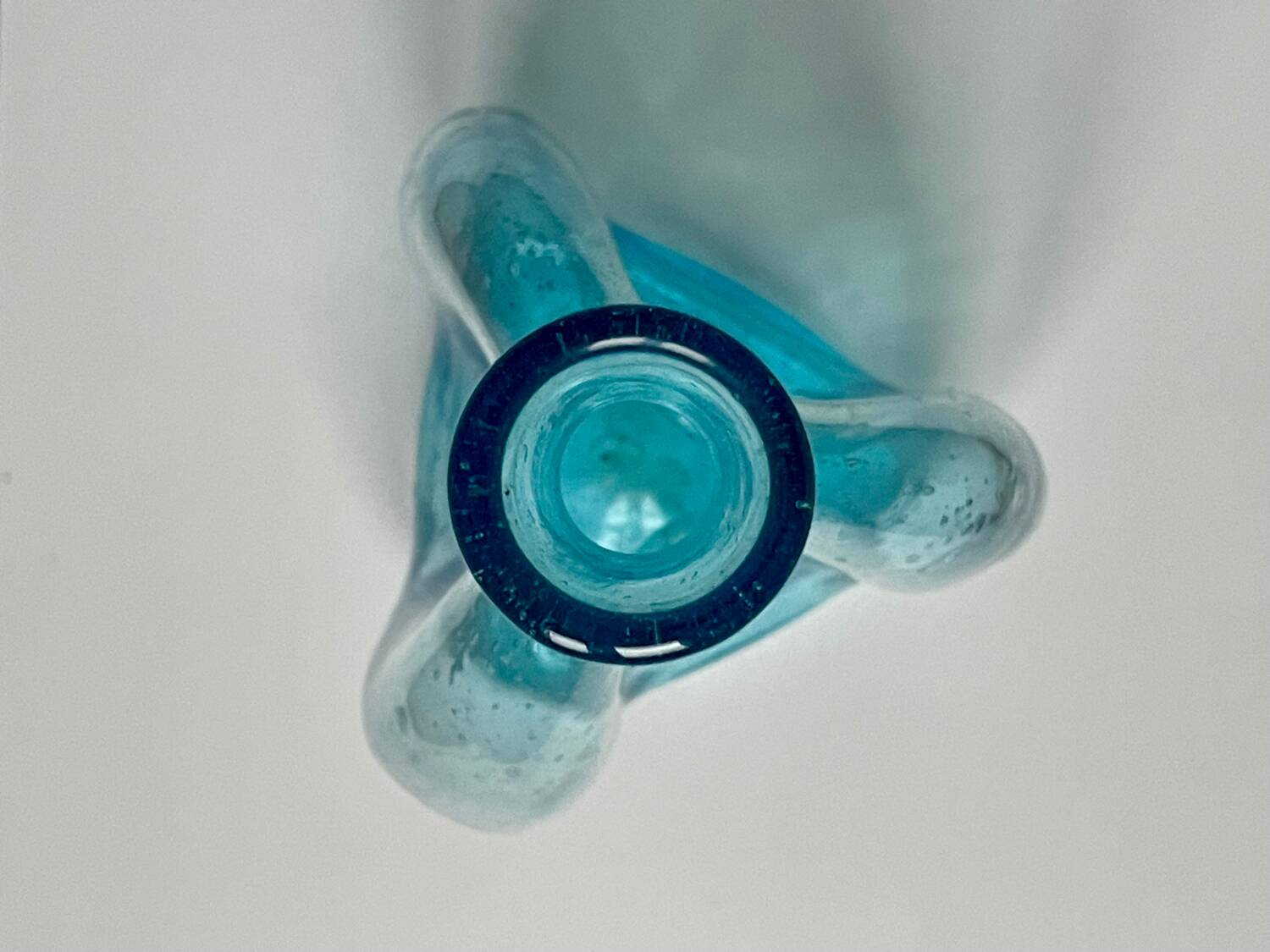 Turquoise bubbled glass vase