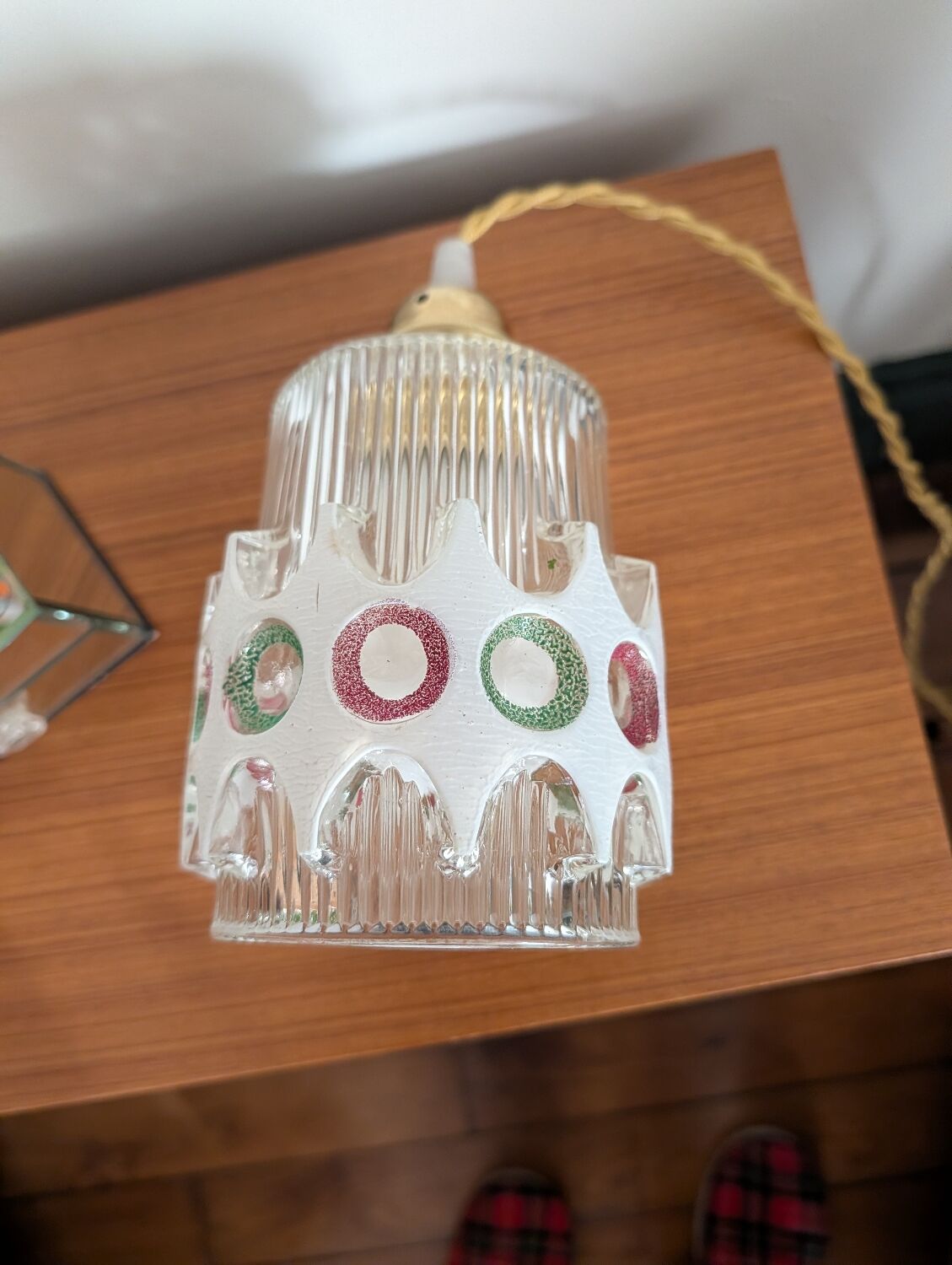 Textured glass pendant in the style of Doria Leuchten (1960)