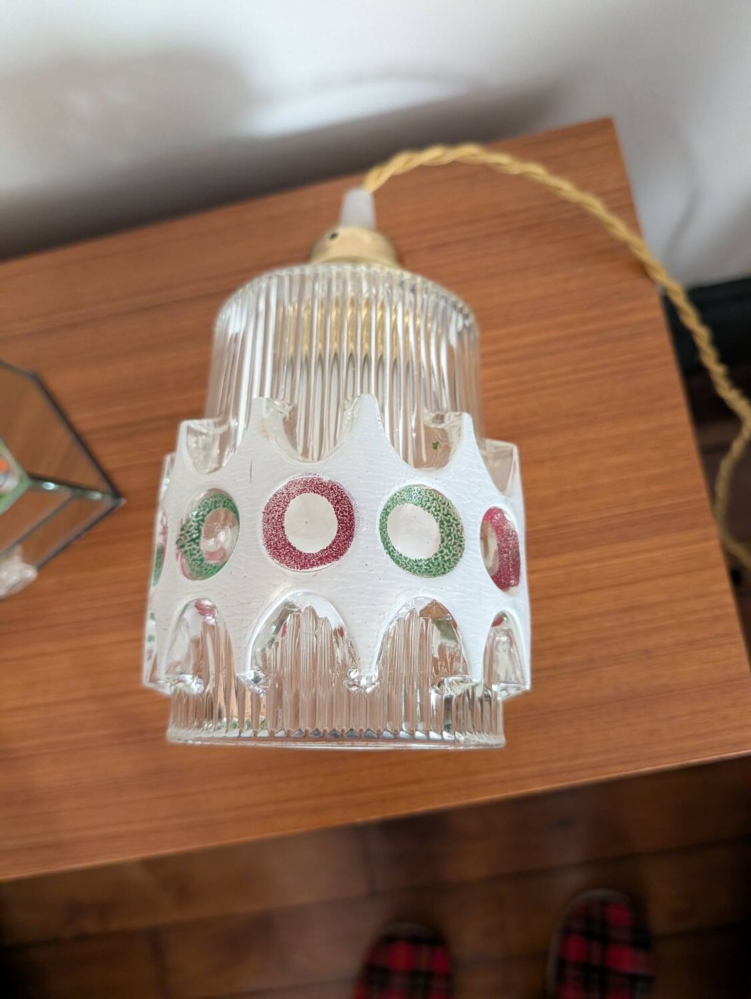 Textured glass pendant in the style of Doria Leuchten (1960)