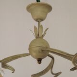 Stunning Italian Vintage 3 Light Tole Chandelier with Blown Glass Shades 4646