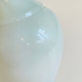 White marble lamp and vintage linen