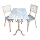 Garden furniture - Bistro table (marble and cast iron) 2 2 aluminum chairs