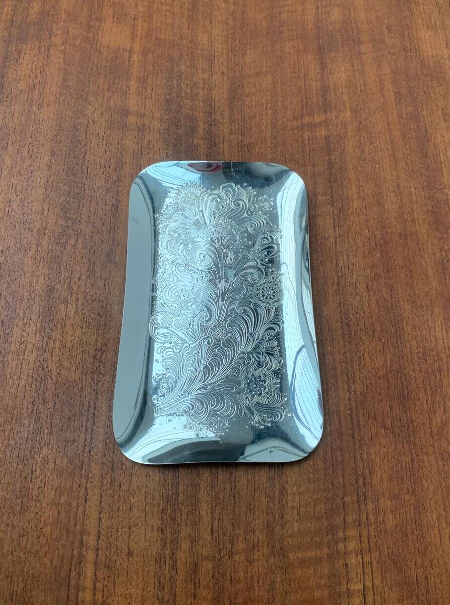 Vintage German floral metal plate by WMF