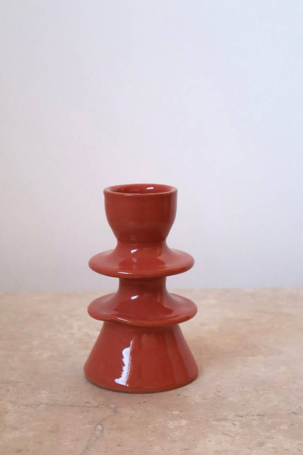Dark pink ceramic colored candle holder