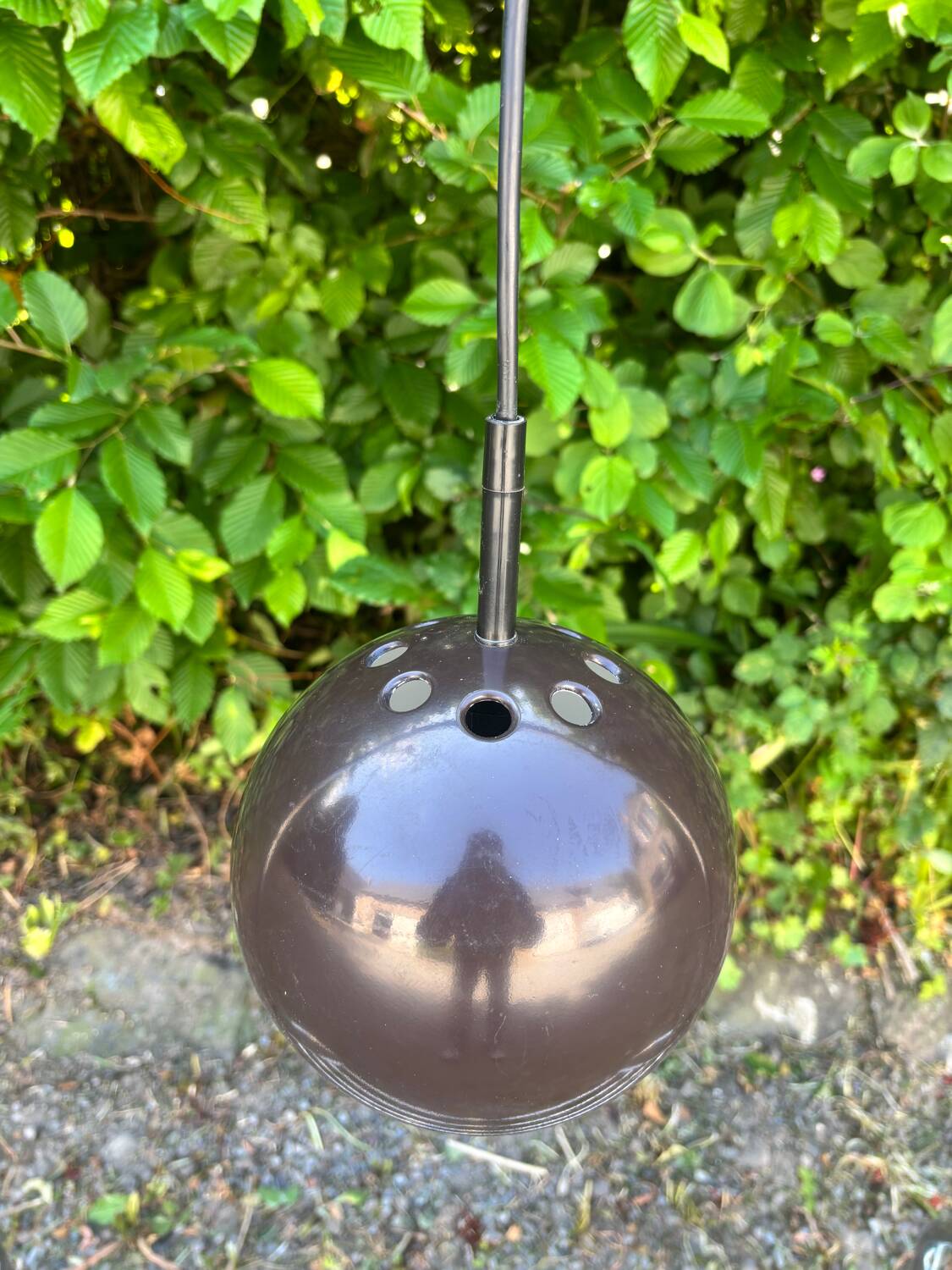 Brown metal eyeball pendant light by LITA vintage 1970