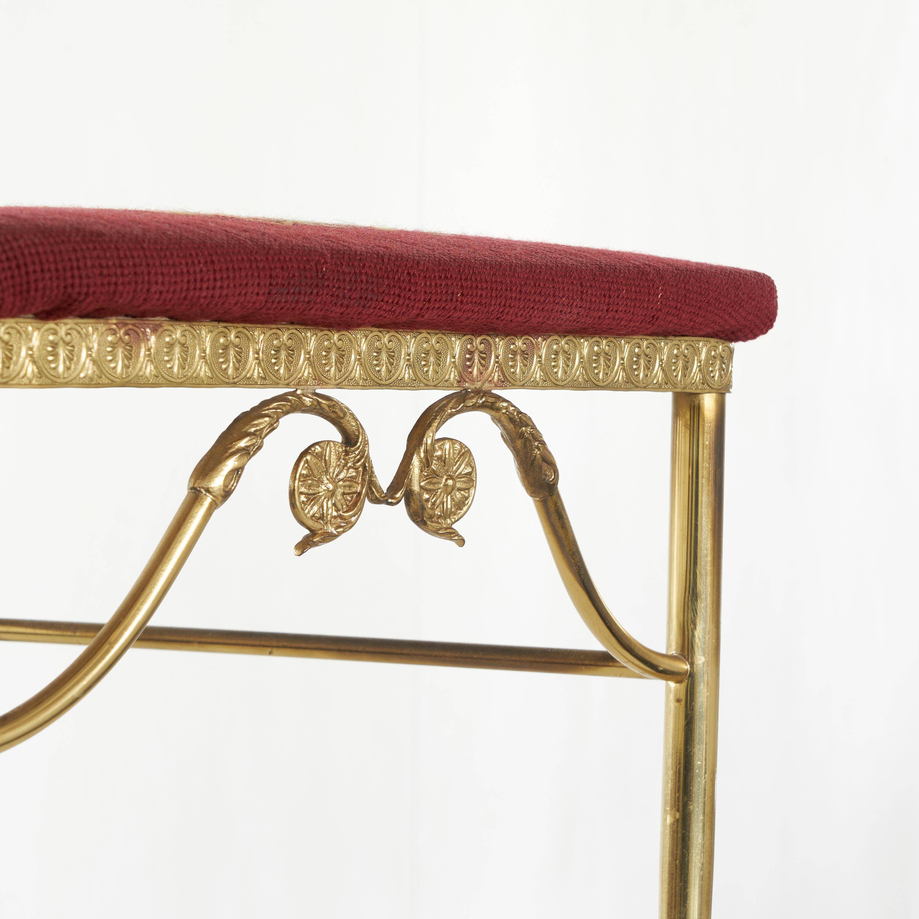 Chiavari chair with high back, brass, embroidery from the 1960s.