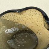 Cendrier en verre bulle ambré – design vintage années 60