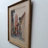 Tableau Aquarelle signée Vue sur la Cathédrale d'Albi