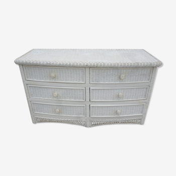 White chest of drawers ball wicker curved
