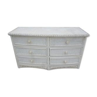 White chest of drawers ball wicker curved