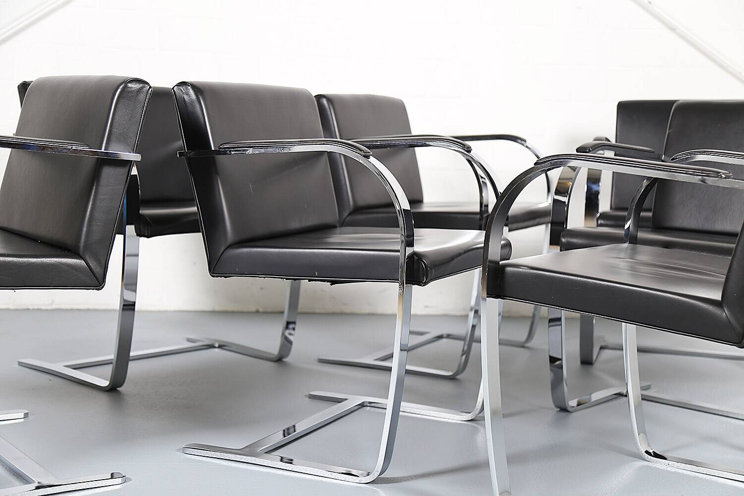 Set of 6+1 Mies van der Rohe Brno black Bauhaus chairs