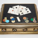 Game box in marble marquetry and hard stones, late nineteenth