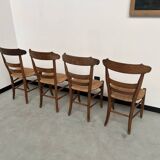 4 old rustic straw chairs