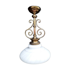 Suspension cuivre doré et verre